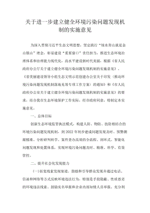 关于进一步建立健全环境污染问题发现机制的实施意见.docx