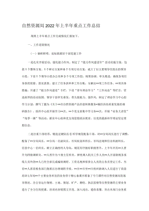 自然资源局2022上半重点工作总结.docx