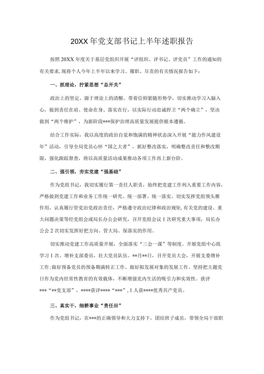 2022党支部书记上半述职报告.docx_第1页