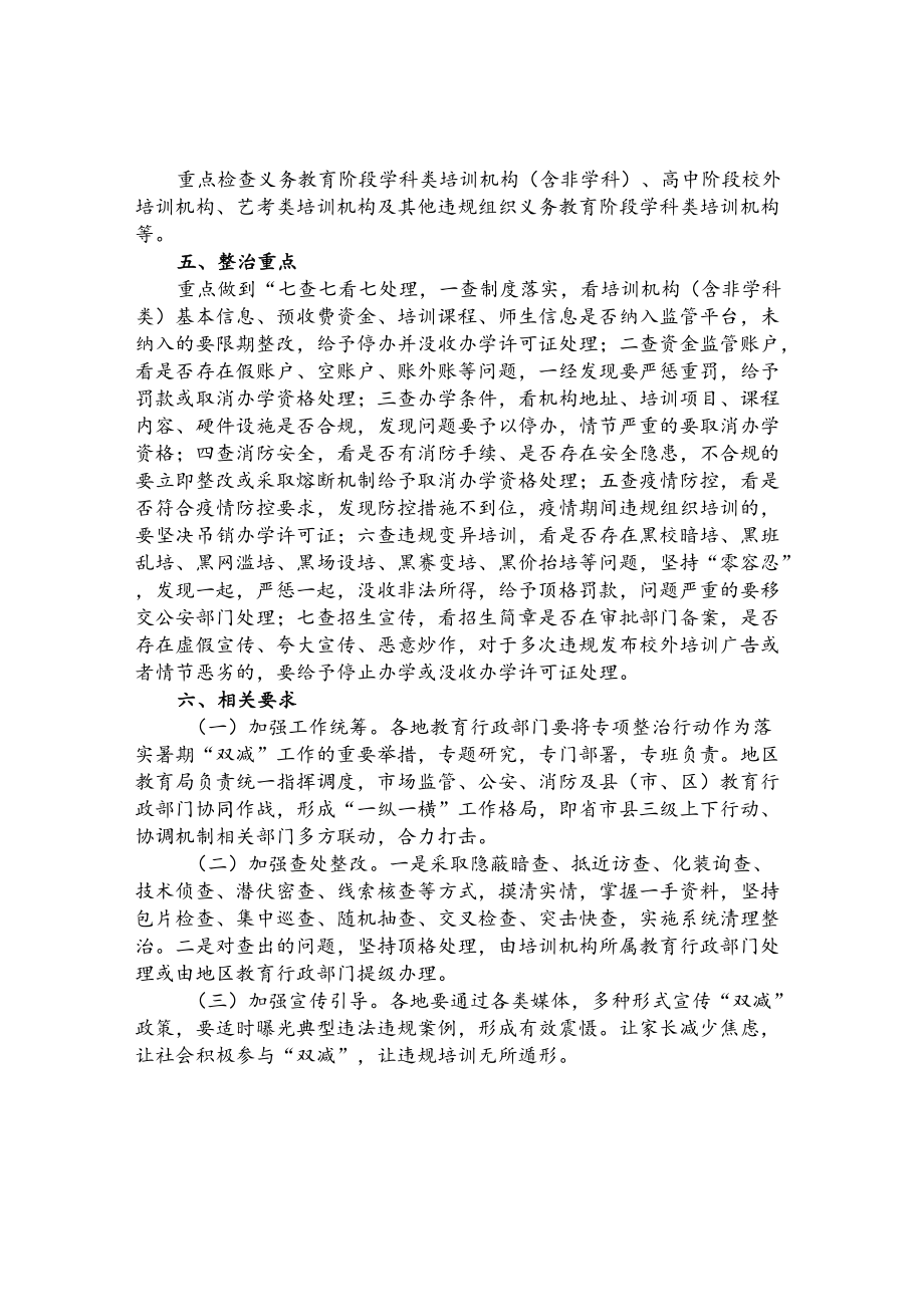 校外教育违规培训三级联动整治行动方案.docx_第2页