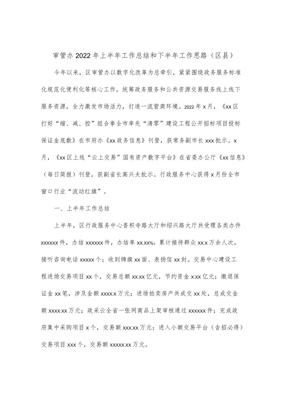 审管办2022上半工作总结和下半工作思路（区县）.docx_第1页