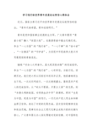 学习饯行给世界青发展论坛贺信心得体会.docx