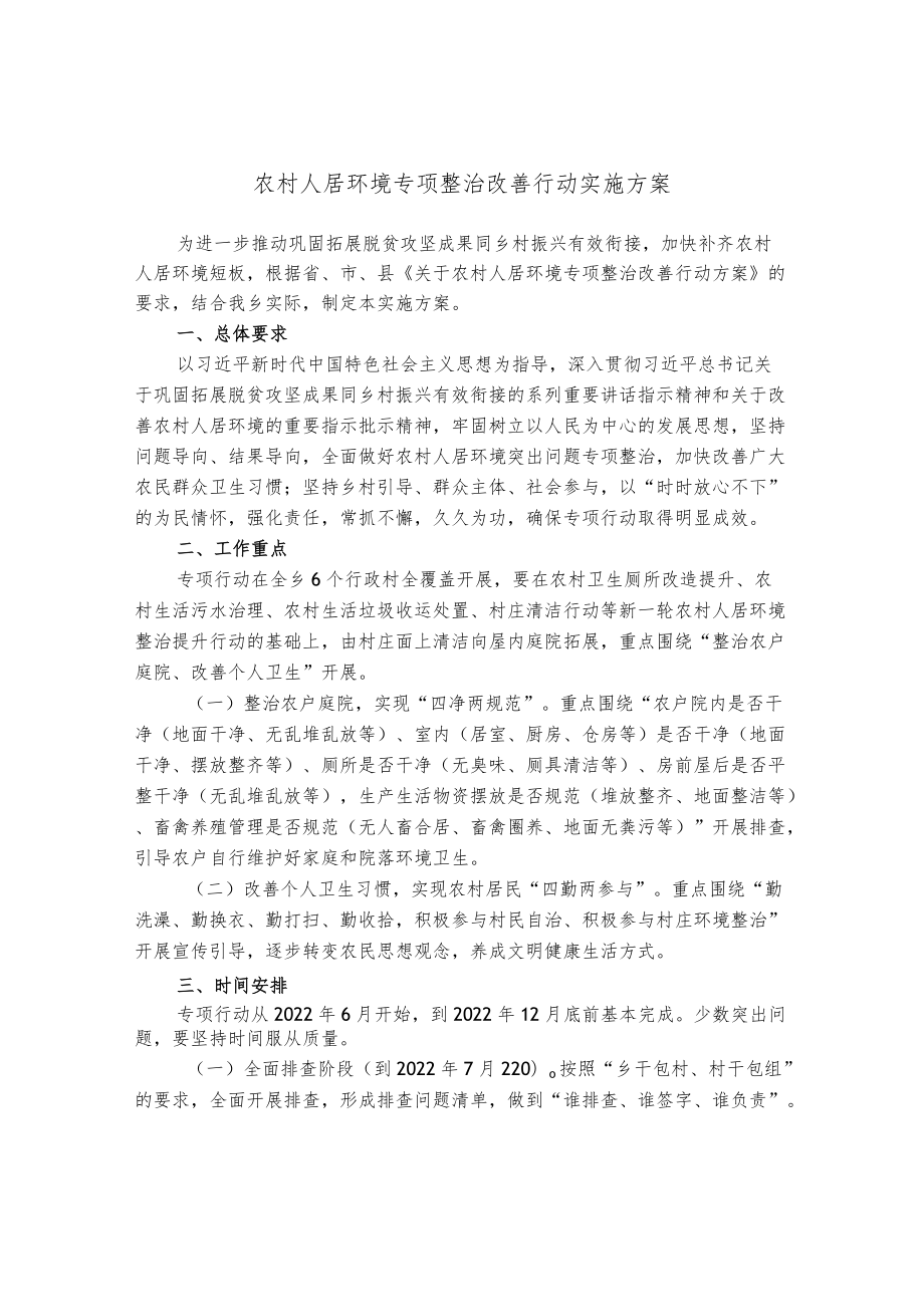 农村人居环境专项整治改善行动实施方案.docx_第1页