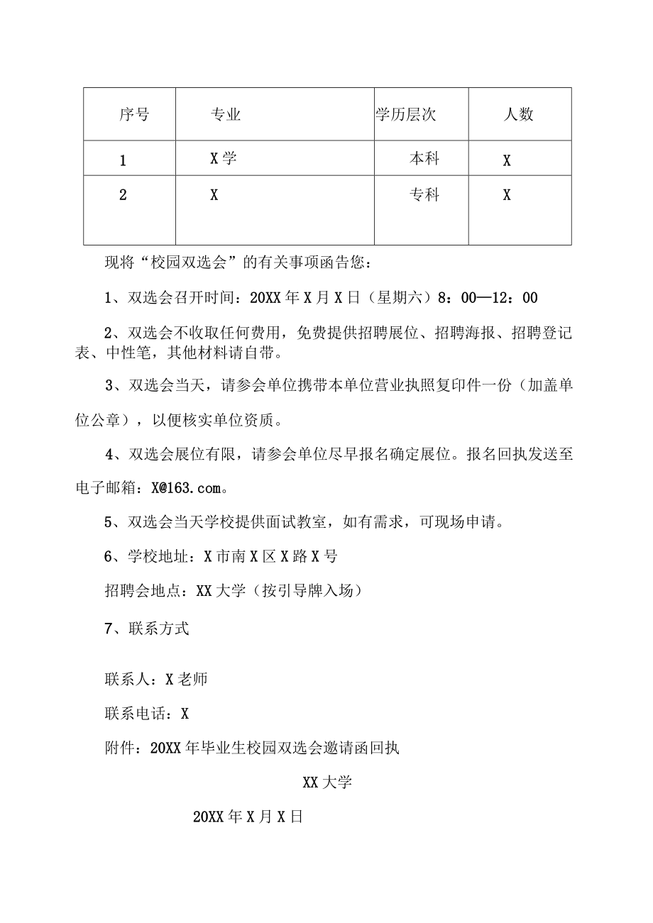 XX大学20XX毕业生校园双选会邀请函.docx_第2页