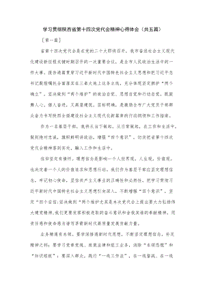 学习贯彻陕西省第十四次党代会精神心得体会感想5篇.docx