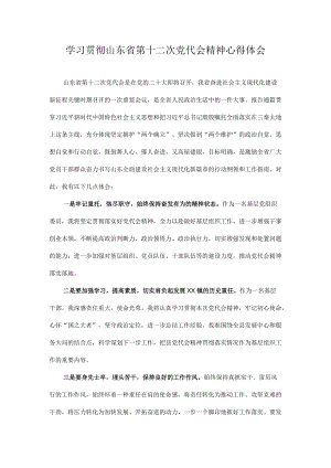 学习山东省第十二次党代会精神专题研讨心得体会发言汇编 10篇.docx