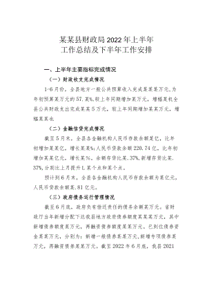 某某县财政局2022上半工作总结及下半工作安排.docx