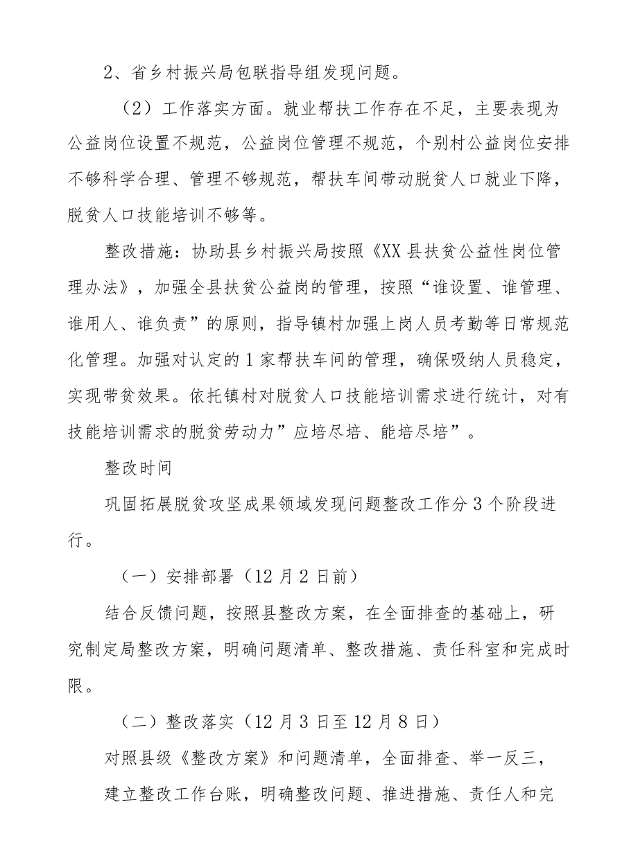 XX县人力资源和社会保障局关于巩固拓展脱贫攻坚成果领域发现问题整改方案.docx_第2页