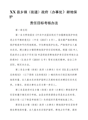 XX县乡镇（街道）政府（办事处）耕地保护责任目标考核办法.docx