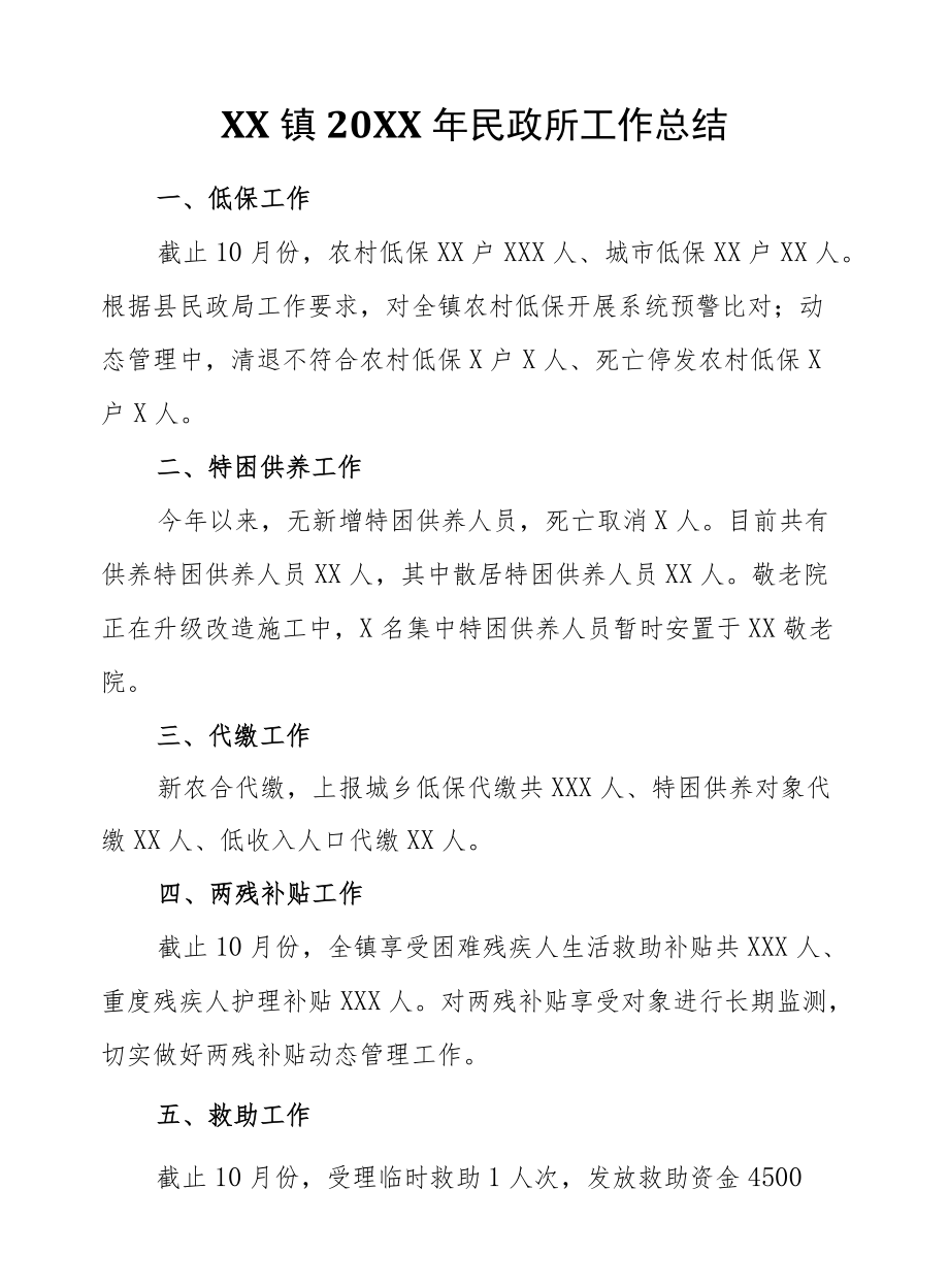 XX镇2021民政所工作总结.docx_第1页