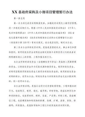 XX县政府采购及小微项目管理暂行办法.docx