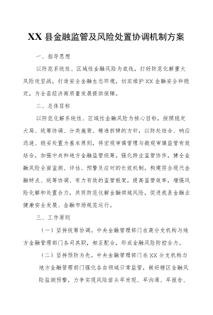 XX县金融监管及风险处置协调机制方案.docx