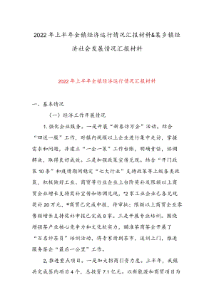 2022上半全镇经济运行情况汇报材料 & 某乡镇经济社会发展情况汇报材料.docx