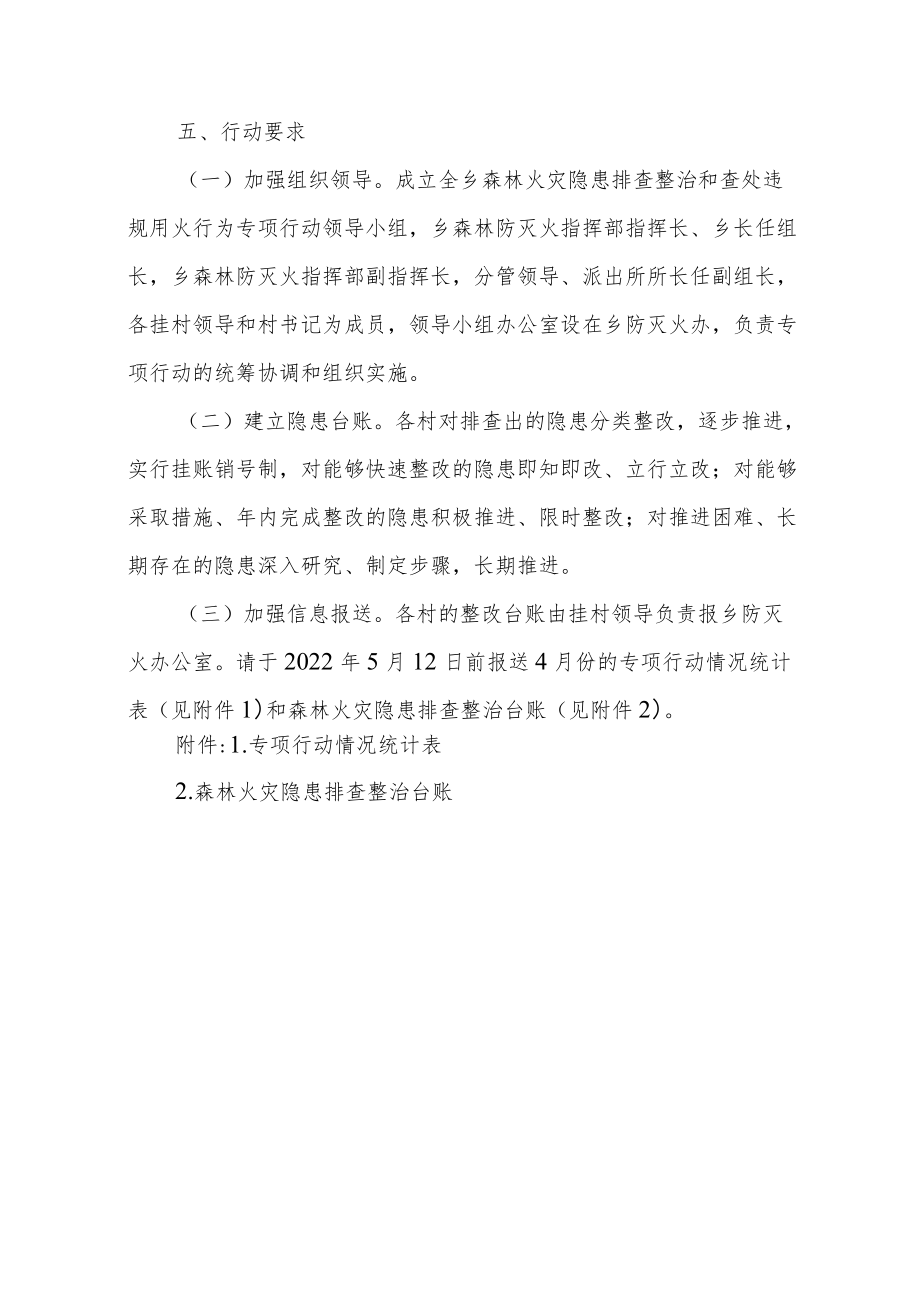 XX乡开展森林火灾隐患排查整治和查处违规用火行为专项行动实施方案.docx_第3页