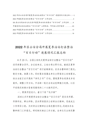 2022开展夏季治安打击整治“百日行动”进展情况汇报总结六篇.docx