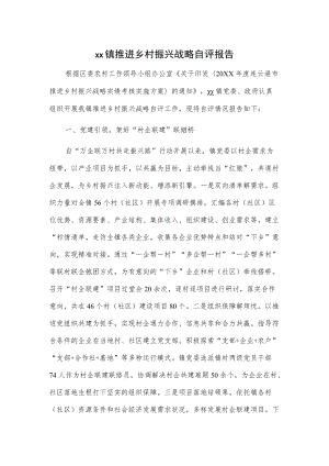 xx镇推进乡村振兴战略自评报告.docx