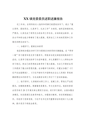 XX镇党委委员述职述廉报告 (2).docx