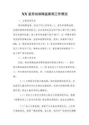 XX县劳动保障监察局工作情况.docx