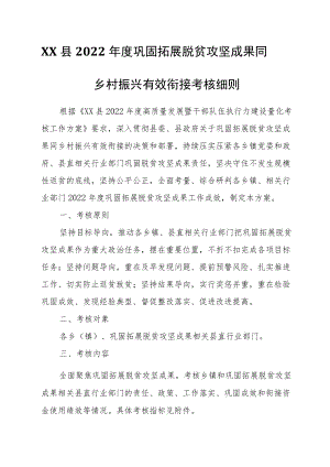 XX县2022巩固拓展脱贫攻坚成果同乡村振兴有效衔接考核细则.docx