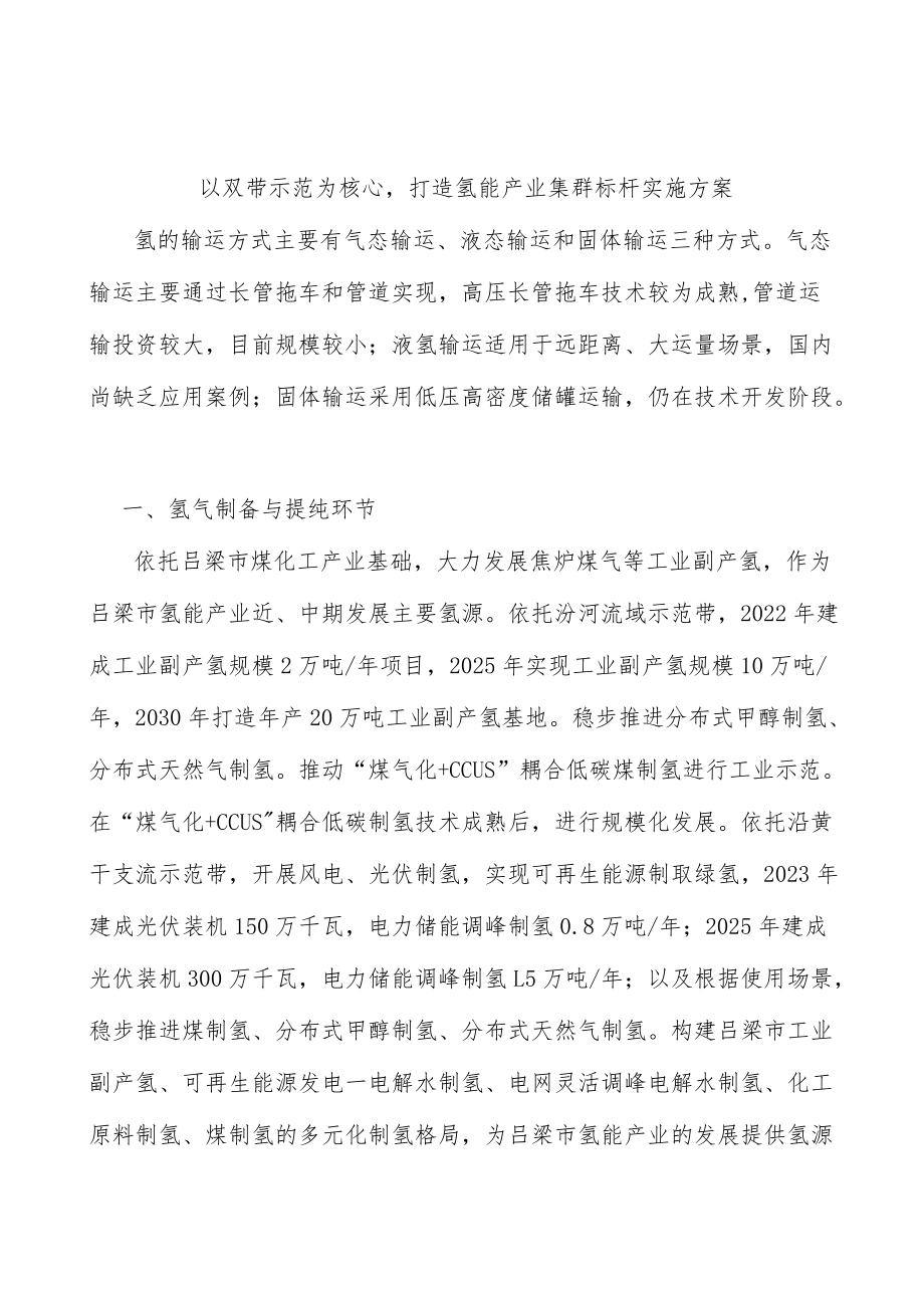 以双带示范为核心打造氢能产业集群标杆实施方案.docx_第1页