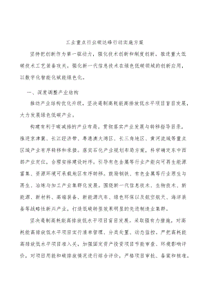 工业重点行业碳达峰行动实施方案.docx