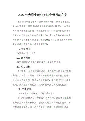 2022大学生就业护航专项行动方案.docx