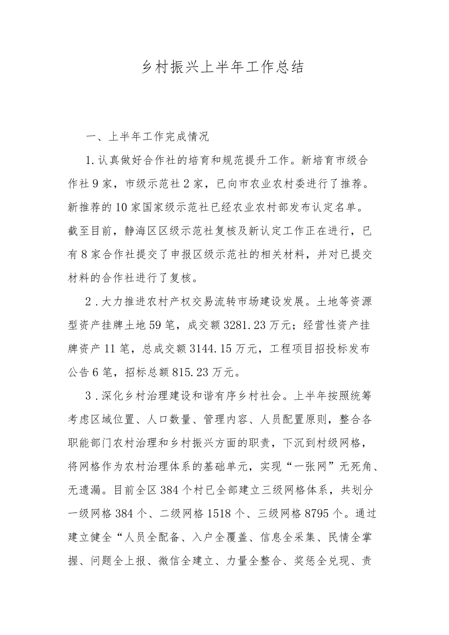 乡村振兴上半工作总结.docx_第1页