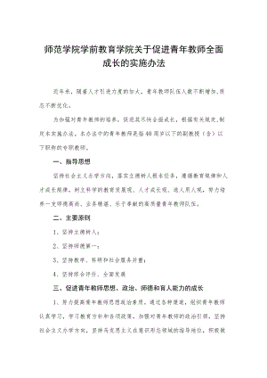 师范学院学前教育学院关于促进青教师全面成长的实施办法.docx