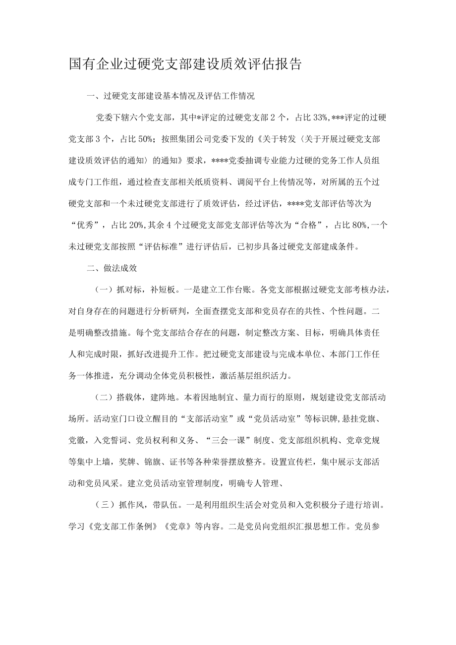 国有企业过硬党支部建设质效评估报告.docx_第1页