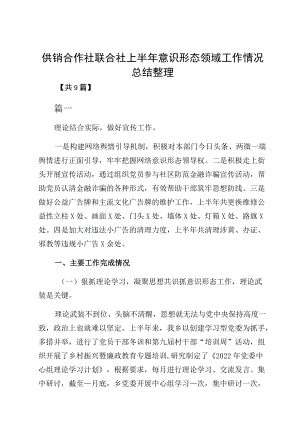 供销合作社联合社上半意识形态领域工作情况总结整理.docx