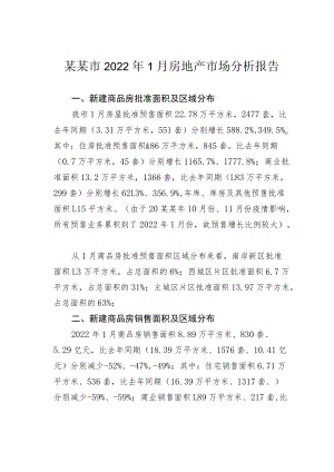 某某市20221月房地产市场分析报告.docx