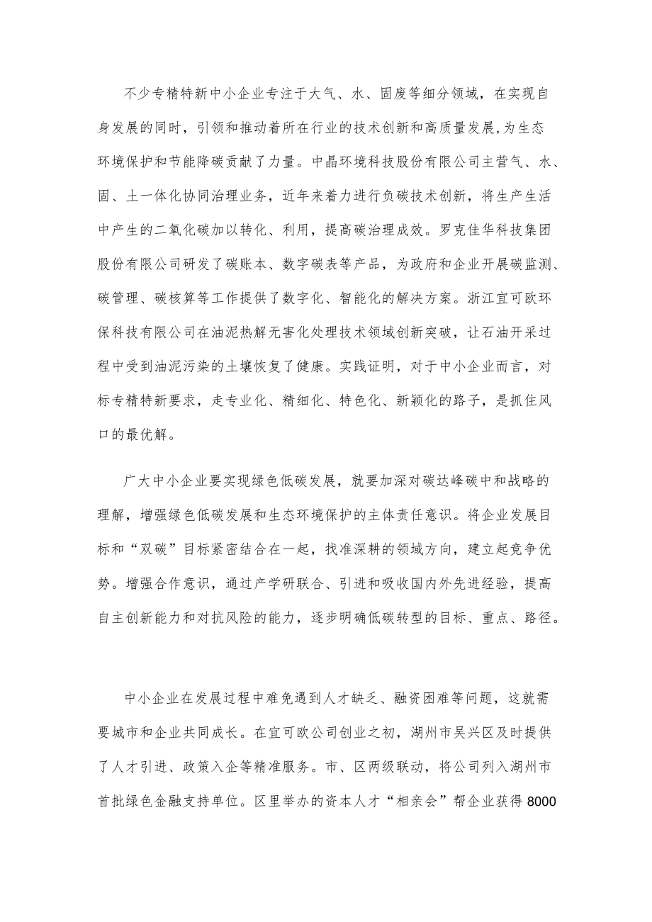 学习贯彻《工业领域碳达峰实施方案》促进中小企业绿色低碳发展心得体会.docx_第2页