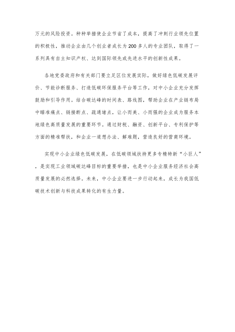 学习贯彻《工业领域碳达峰实施方案》促进中小企业绿色低碳发展心得体会.docx_第3页