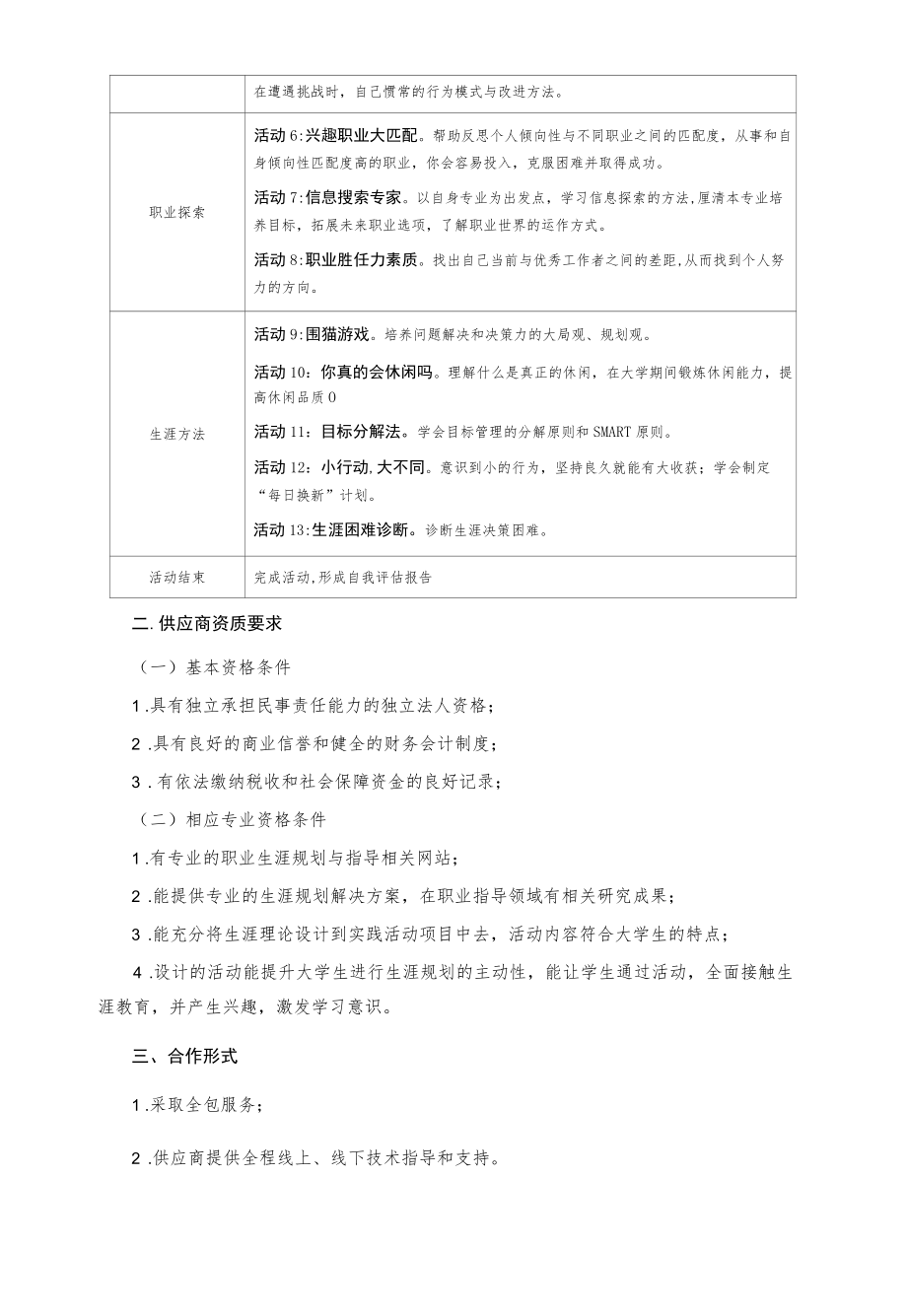 职业学院大学生生涯体验周项目采购方案.docx_第2页