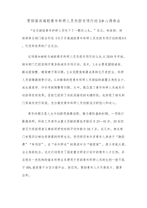 贯彻落实减轻青科研人员负担专项行动3.0心得体会.docx