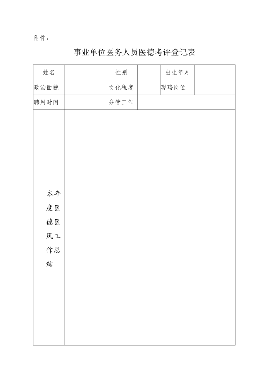 事业单位医务人员医德考评登记表.docx_第1页