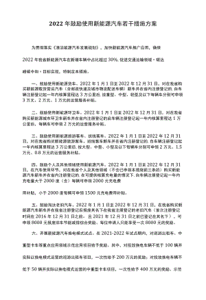 2022鼓励使用新能源汽车若干措施方案.docx