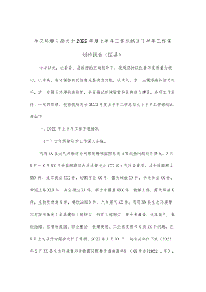 生态环境分局关于2022上半工作总结及下半工作谋划的报告（区县）.docx