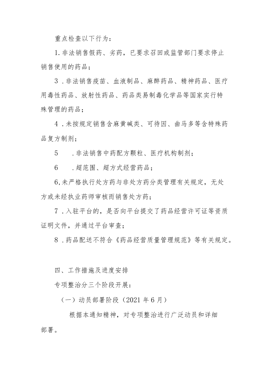 XX区2021药品网络销售违法违规行为专项整治工作方案.docx_第3页