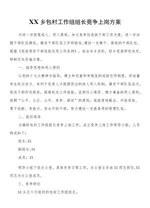 XX乡包村工作组组长竞争上岗方案.docx