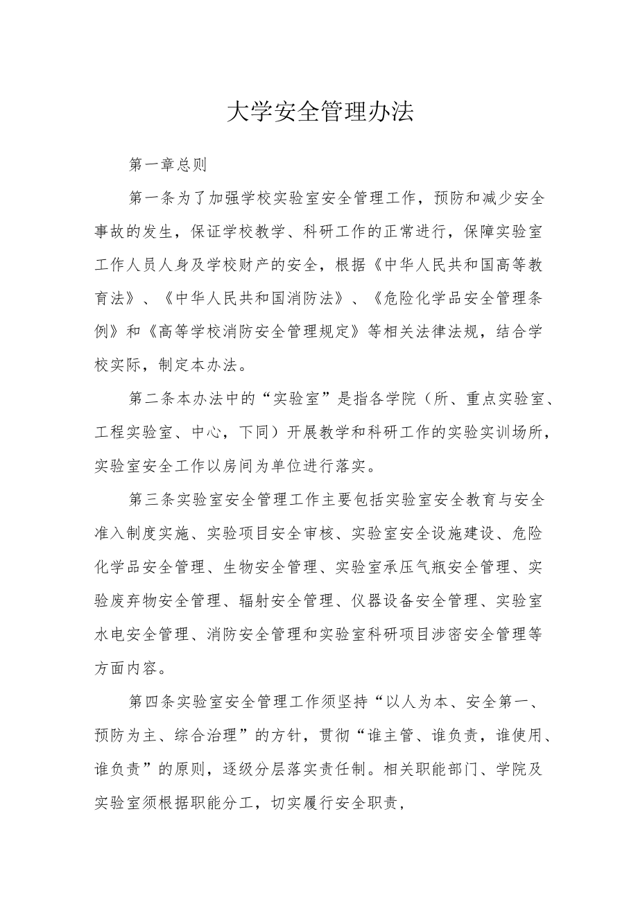 大学安全管理办法.docx_第1页