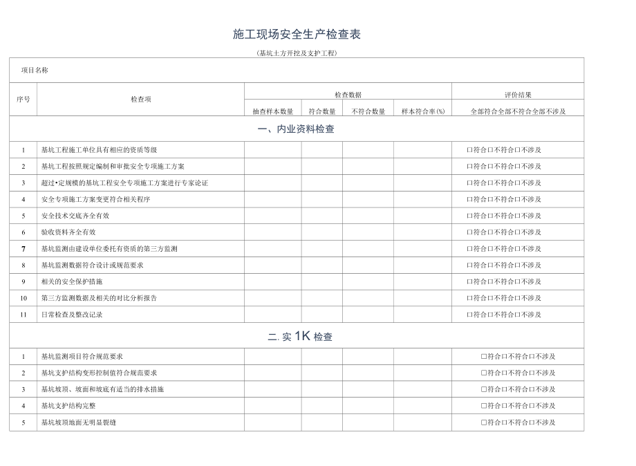 基坑支护安全检查表.docx_第1页