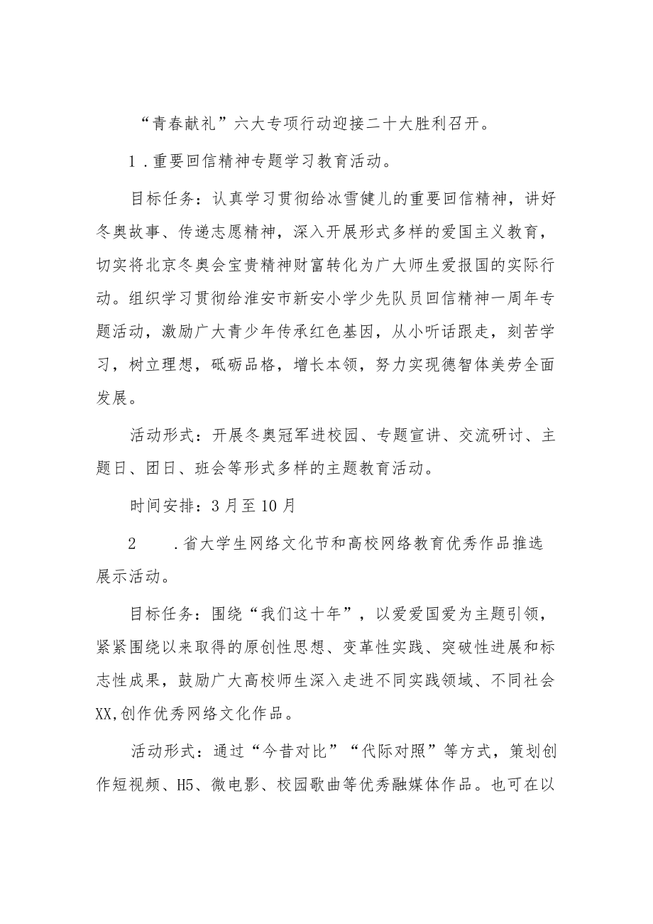 “青春献礼二十大 强国有我新征程”迎接学习宣传党的二十大主题教育活动方案.docx_第2页