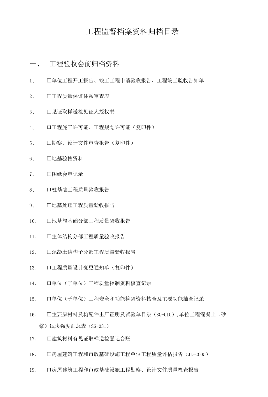 工程监督档案资料归档目录(留站资料）.docx_第1页