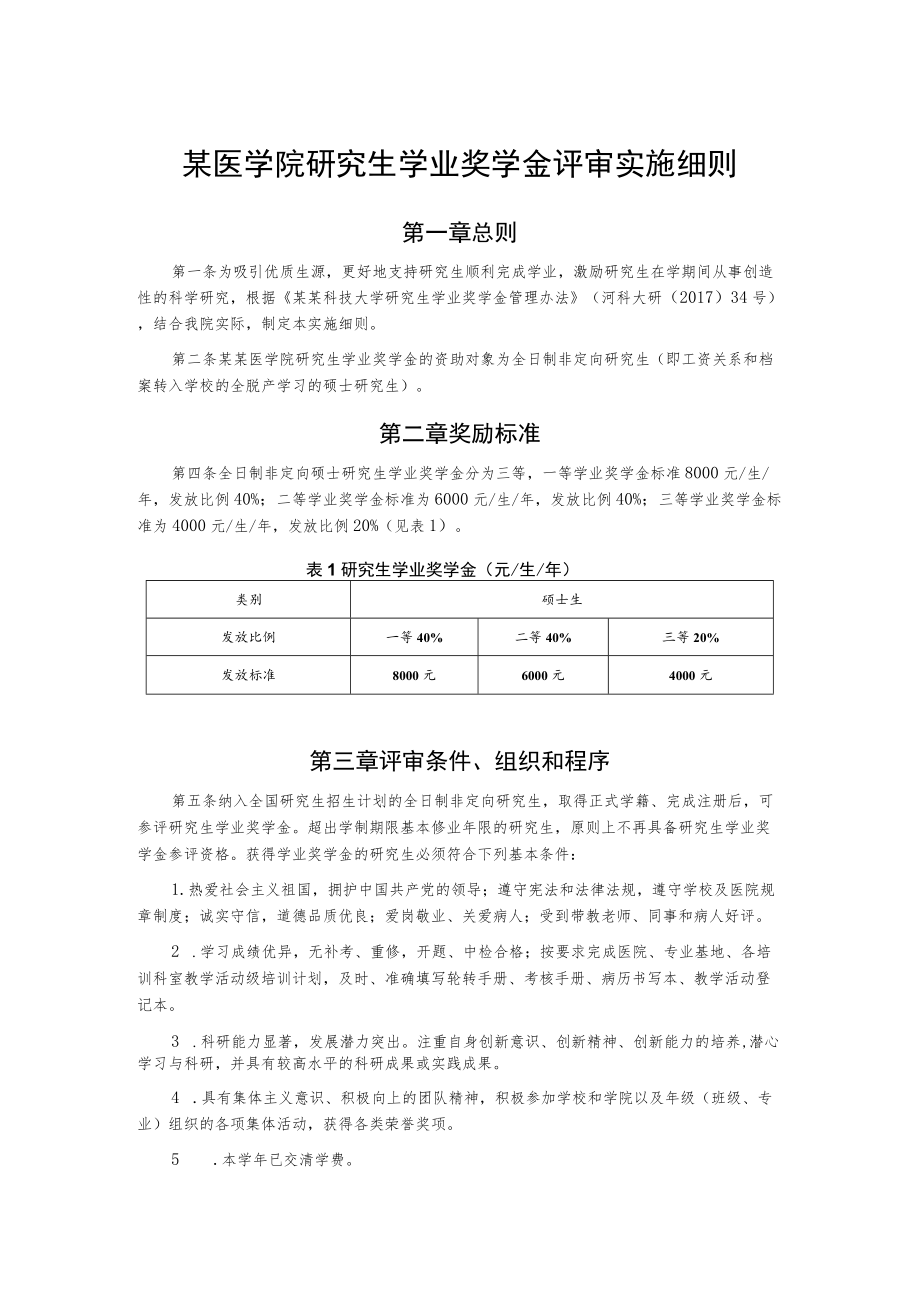 某医学院研究生学业奖学金评审实施细则.docx_第1页