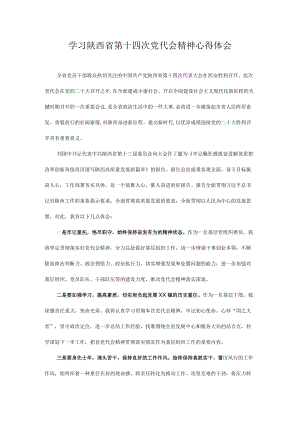 2022党员学习陕西省第十四次党代会精神心得体会 八篇.docx