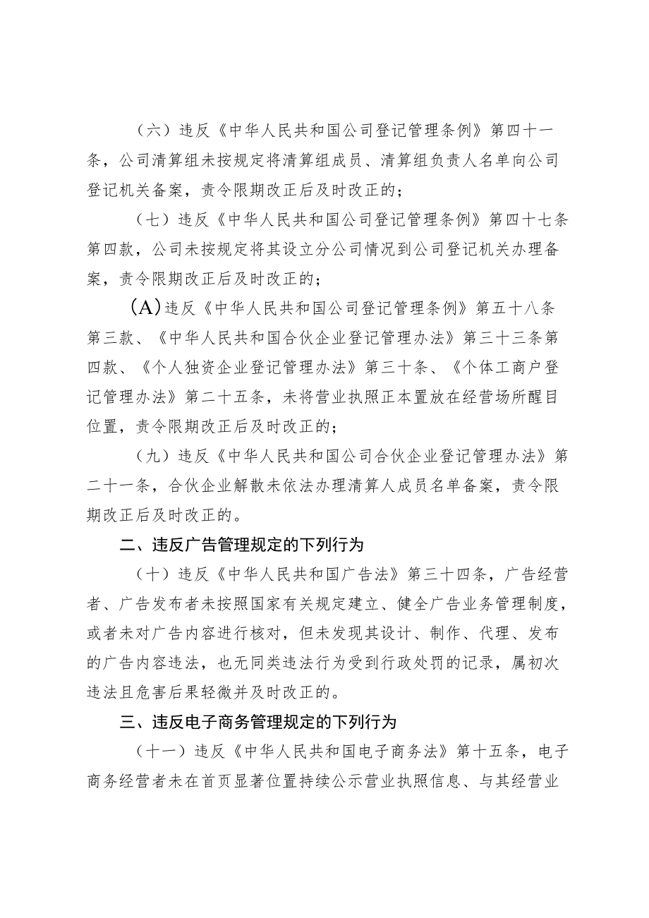 2022《市场监督管理局轻微违法行为不予处罚清单》.docx_第2页