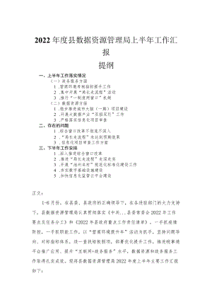 2022县数据资源管理局上半工作汇报.docx