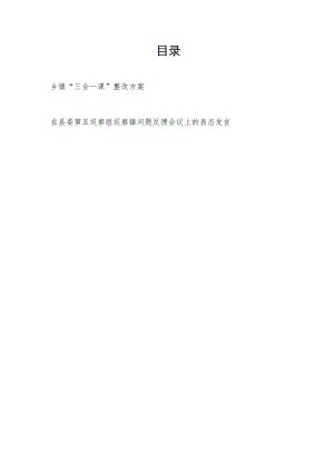 乡镇“三会一课”整改方案+在县委巡察组巡察镇问题反馈会议上的表态发言.docx