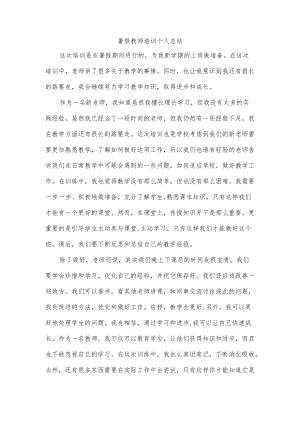 暑假教师培训个人总结.docx